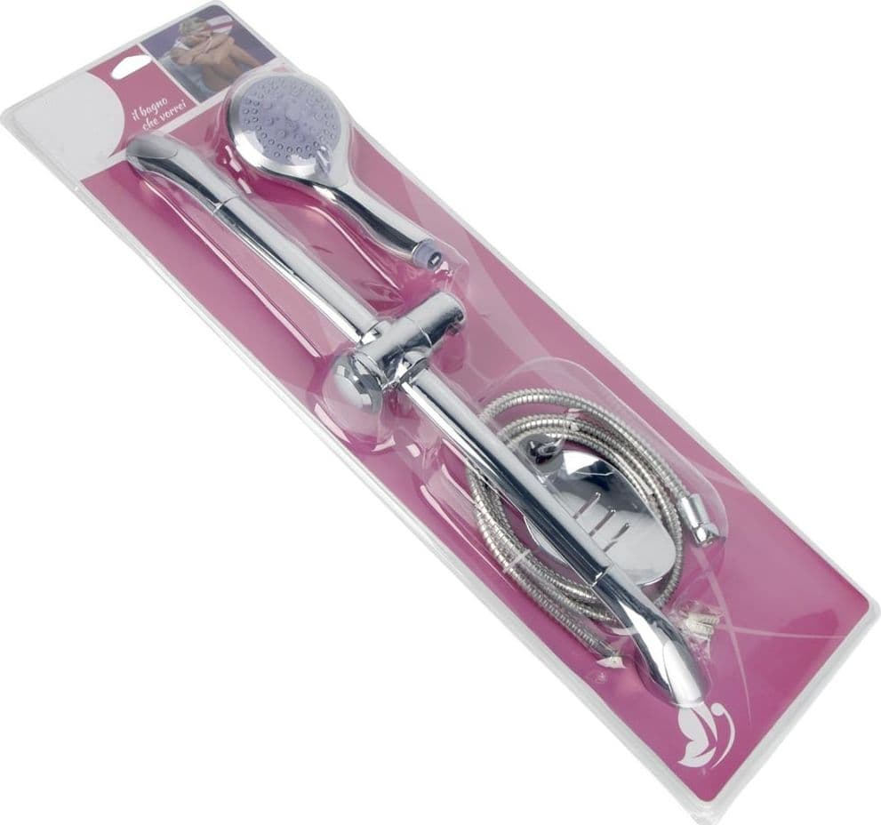 SALISCENDI CON SOFFIONE DOCCIA 3 FUNZIONI GETTI ASTA 67 CM CROMATO BAGNO VASCA - 3
