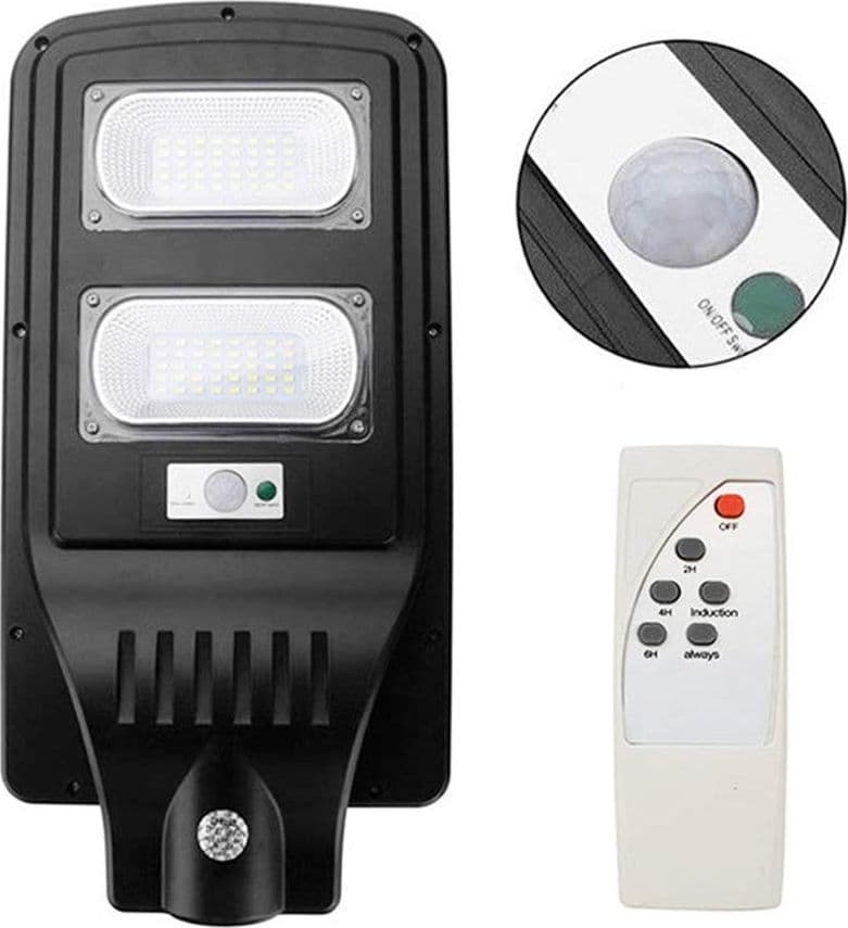 LAMPIONE STRADALE LED 60W PANNELLO FOTOVOLTAICO ENERGIA SOLARE CREPUSCOLARE IP65 - 4