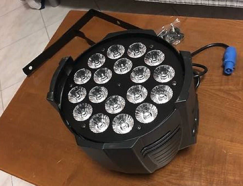 PAR LED RGBWA IP65 DMX 18X18WATT UV 6 IN 1 LUCE WOOD PARTY FLUO POWERCON IN OUT - 6