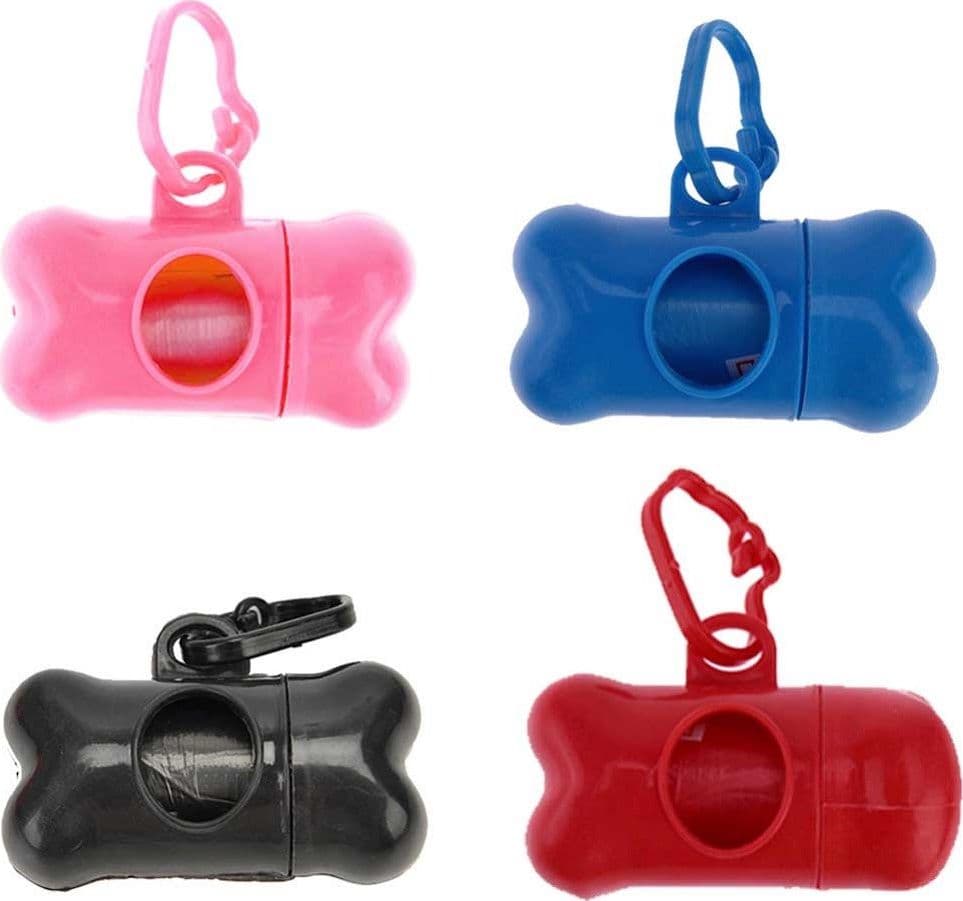 DISPENSER PORTA SACCHETTI PER CANI + 3 ROTOLI SACCHETTO RACCOGLI FECI ANIMALI - 5