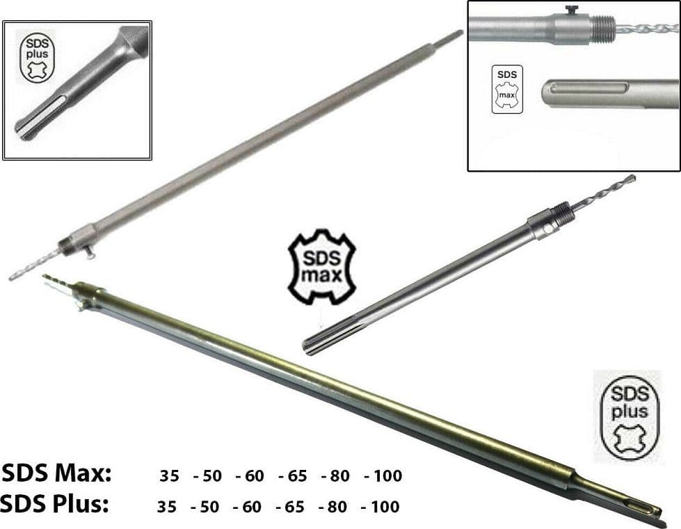 ASTA IN ACCIAIO PER FRESA A TAZZA CAROTATRICE CON ATTACCO SDS MAX O SDS PLUS CM – 11 cm – TrAdE Shop Traesio – metallo