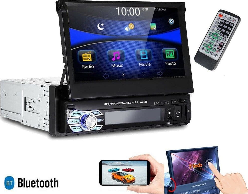 AUTORADIO 1 DIN CON SCHERMO A SCOMPARSA 7 STEREO AUTO TOUCH BLUETOOTH GPS USB SD - 2