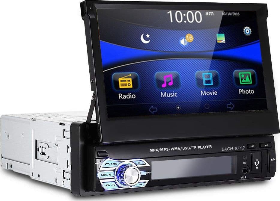 AUTORADIO 1 DIN CON SCHERMO A SCOMPARSA 7 STEREO AUTO TOUCH BLUETOOTH GPS USB SD - 3
