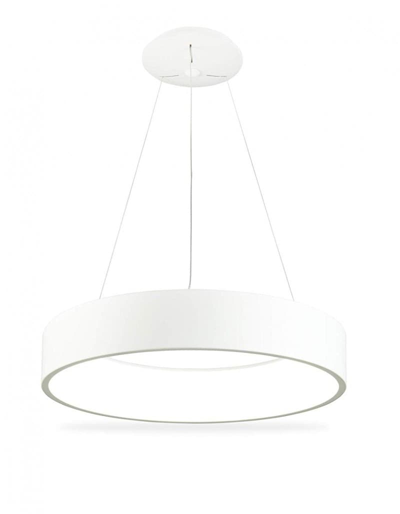 LAMPADARIO LAMPADA ANELLO ARGENTO 45CM LUCE LED SOFFITTO SOSPENSIONE PENDENTE - 2