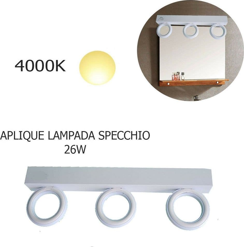 APPLIQUE LAMPADA MODERNO DA PARETE MURO SPECCHIO 26W BAGNO 135 LED 2835 SMD LUCE - 5