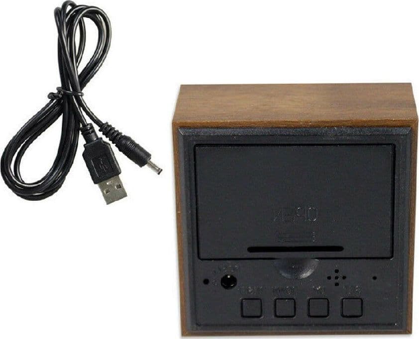 SVEGLIA OROLOGIO DIGITALE LED EFFETTO LEGNO CON SUONO ALLARME TEMPERATURA CUBO - 4