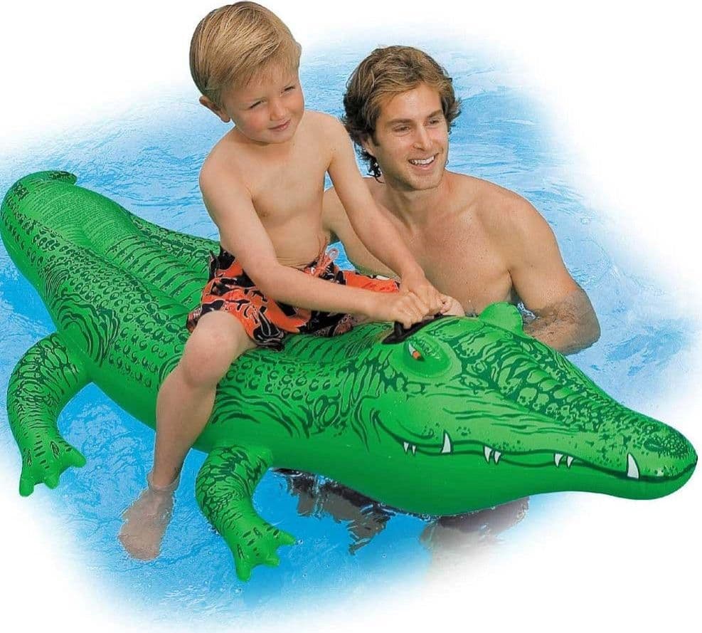 COCCODRILLO CAVALCABILE GIOCO GONFIABILE PER BAMBINI 168 X 86 CM MARE PISCINA - 4