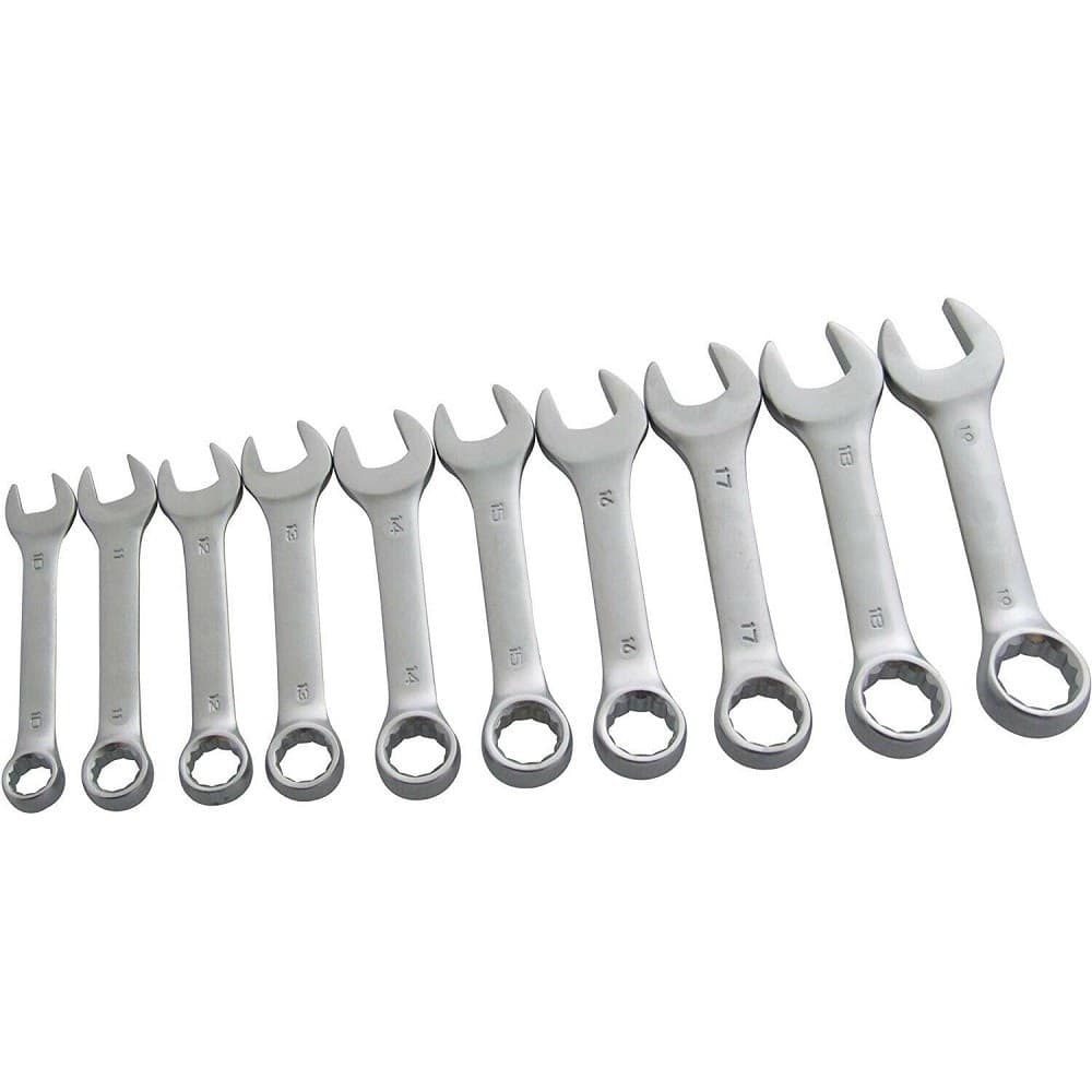 SET DA 10 PZ CHIAVI INGLESE COMBINATE FISSE E STELLA CORTE 10 A 19MM IN ACCIAIO