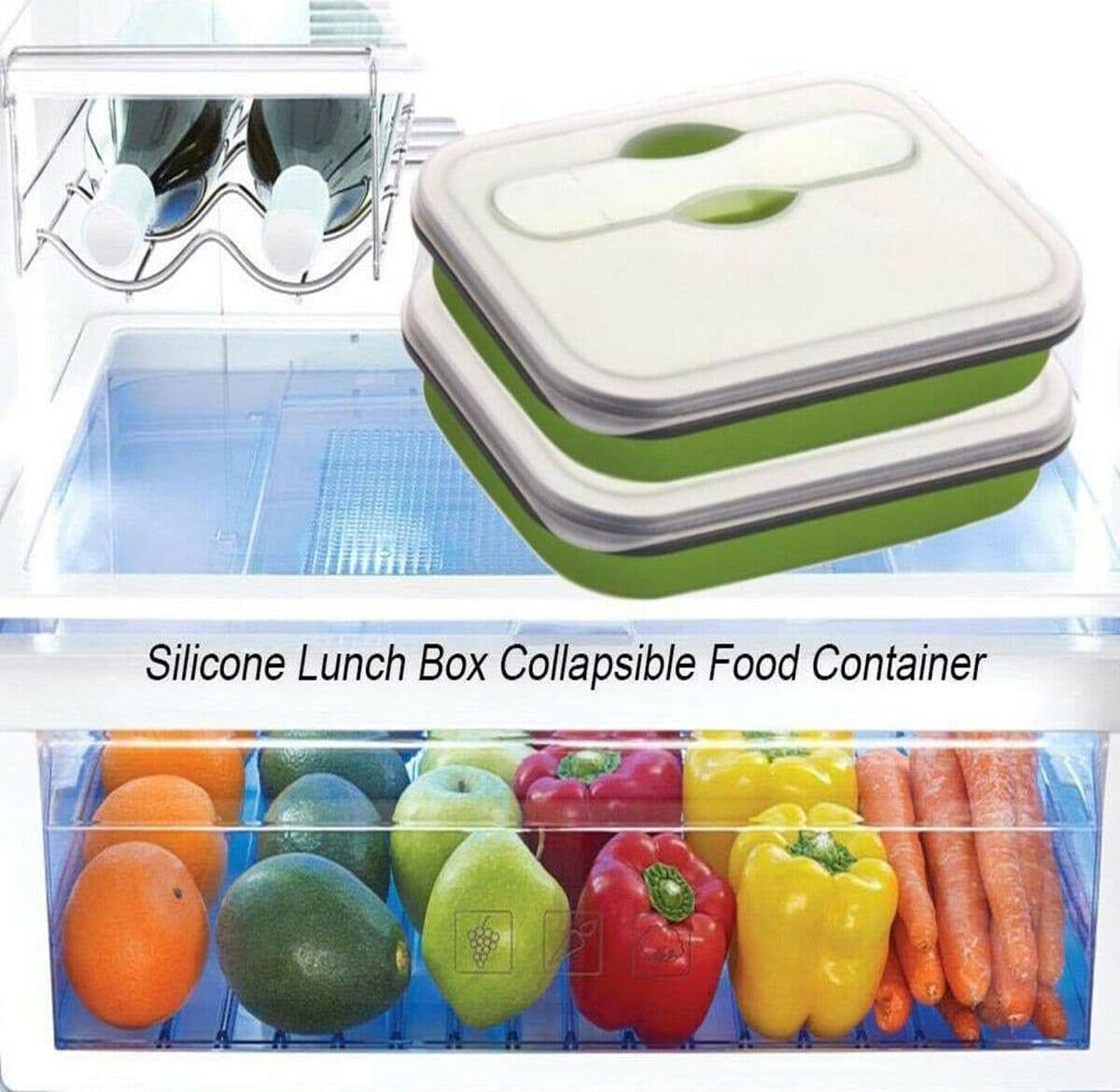 CONTENITORE CIBO PIEGHEVOLE SILICONE SCATOLA PORTA PRANZO POSATE LAVORO - 12