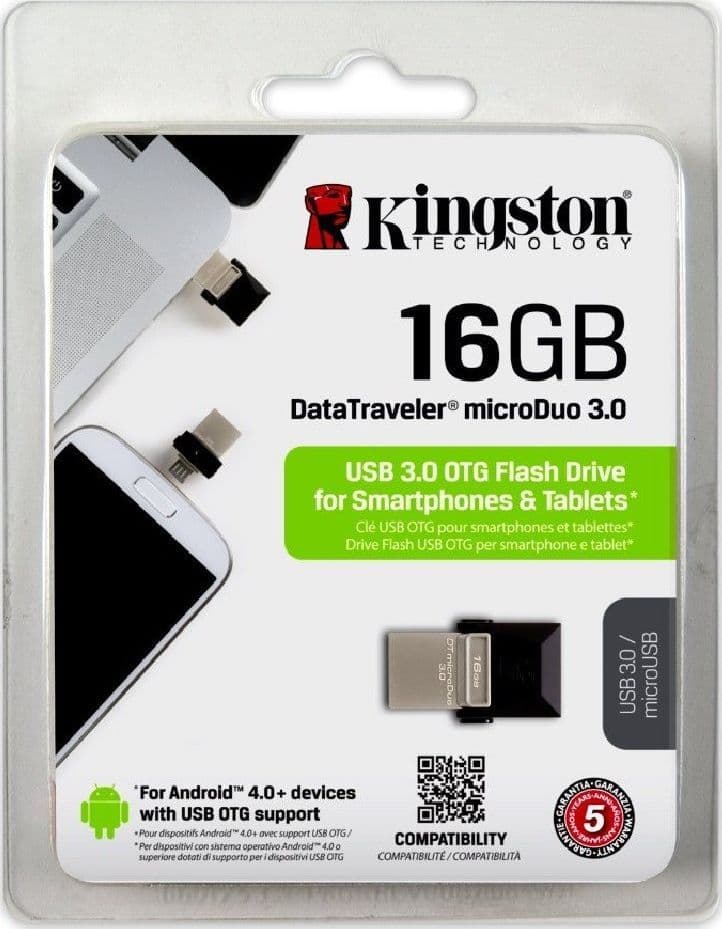 KINGSTON PEN DRIVE 16 GB CON ATTACCO USB 3.0/MICROUSB SMARTPHONE TABLET DUO-16GB