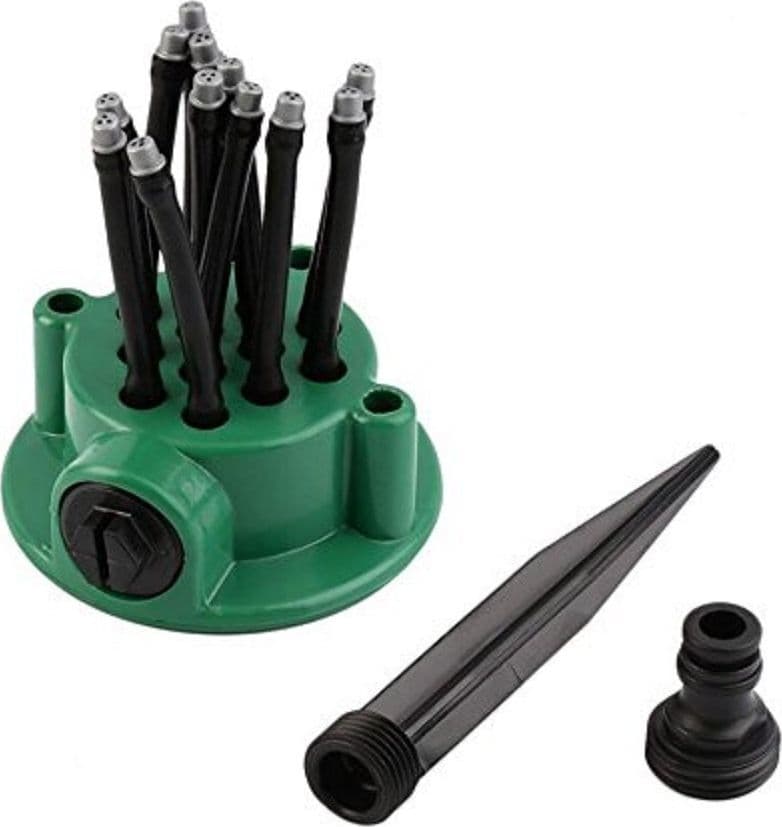 SPRUZZATORE ACQUA GIARDINO IRRIGATORE 360 GRADI ROTANTE 12 TUBI INNAFFIA PRATO - 6