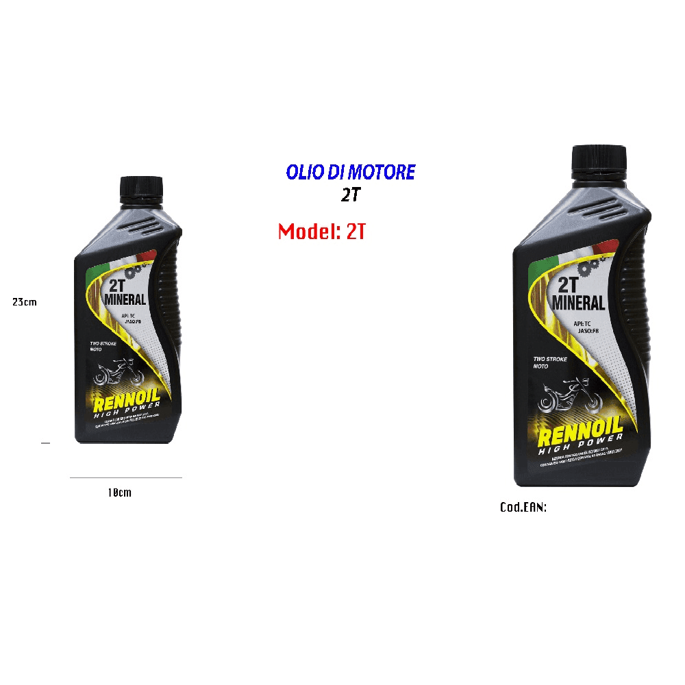 OLIO MOTORE LUBRIFICANTE MISCELA PER MOTORINI MOTO A DUE TEMPI RENNOIL HIGH POWER 2T - 2