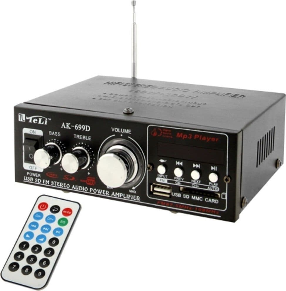 AMPLIFICATORE AUDIO AK-699D MP3 FM USB KARAOKE AMPLIFICATORE CON TELECOMANDO STEREO