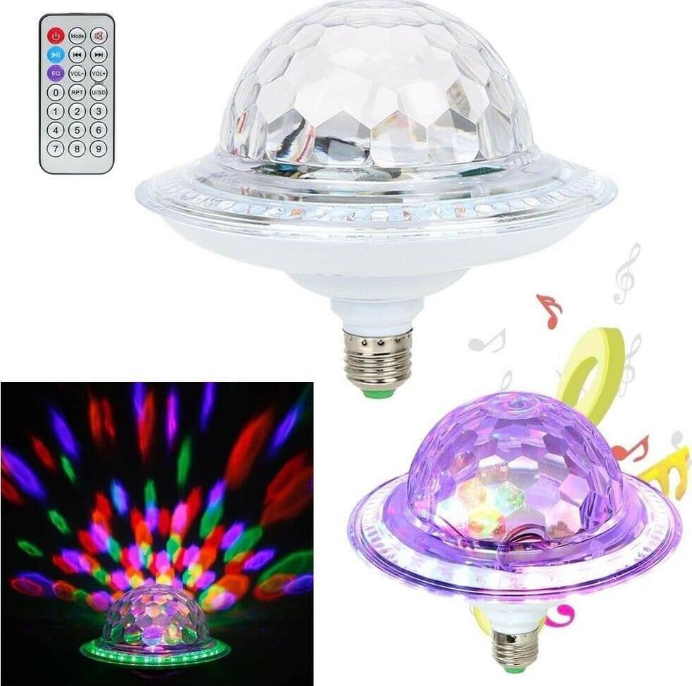PROIETTORE LAMPADA CASSA BLUETOOTH LED RGB SPEAKER DISCOTECA E27 TELECOMANDO - 6