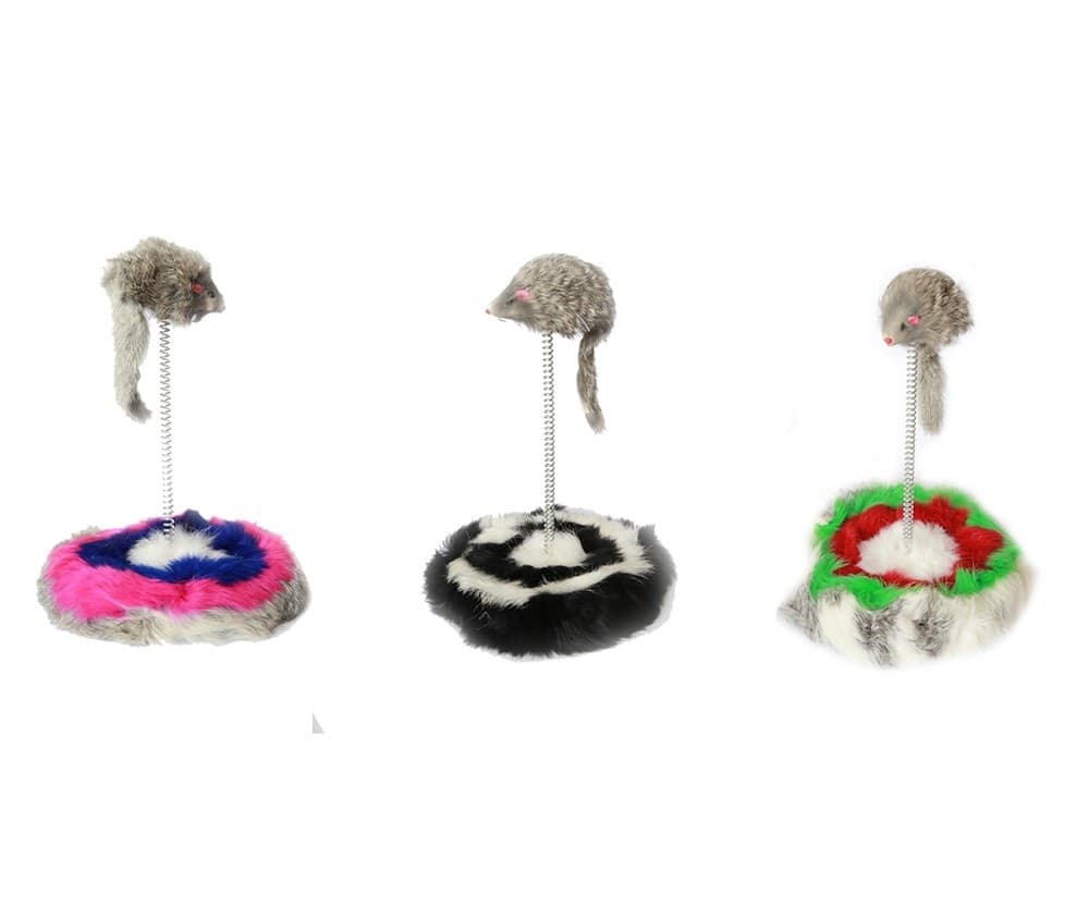 GIOCO CON PUPAZZO TOPO PALESTRA PER GATTO TOPOLINO PELUCHE GATTI BASE CON MOLLE - 4