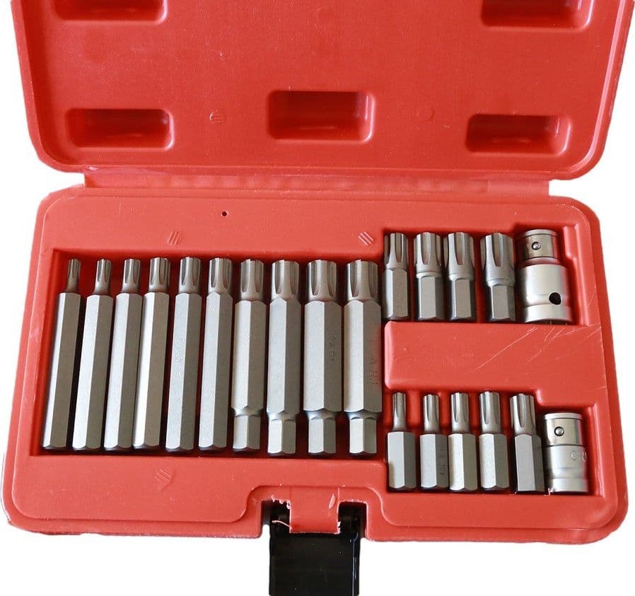 KIT INSERTI CHIAVI BUSSOLE CHIAVI TORX SET 21 PZ HEX 1/2" 3/8" PROFESSIONALE - 2
