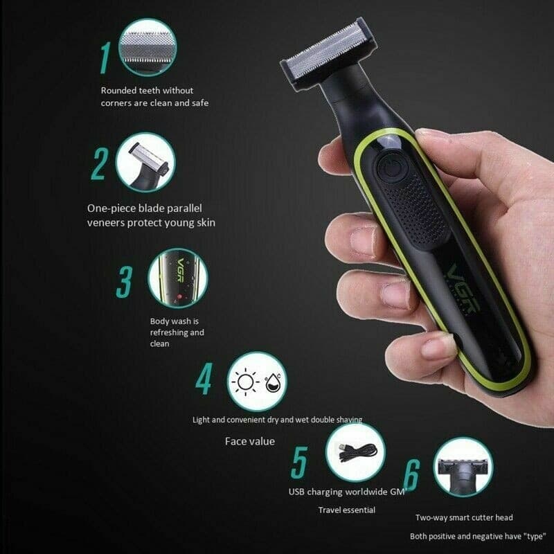 MICRO RASOIO RICARICABILE ELETTRICO BARBA CAPELLI PELI NASO UOMO PORTATILE USB - 4
