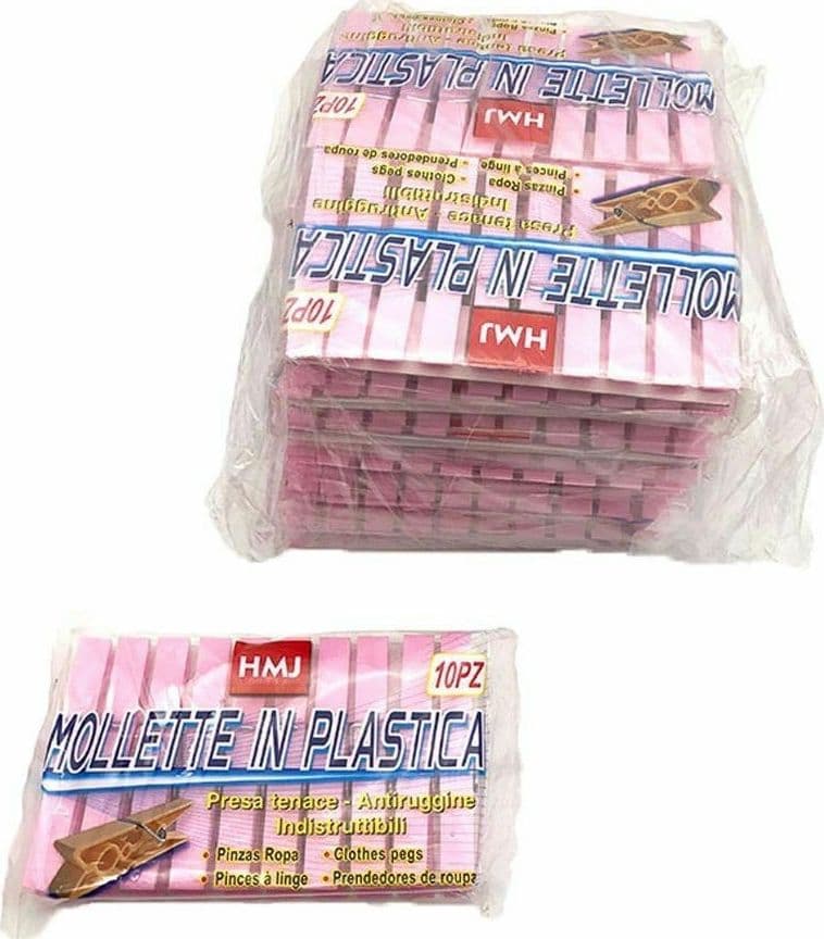 SET 120 PEZZI MOLLETTE PINZE BUCATO PANNI PLASTICA EXTRAFORTE ROSA - 2