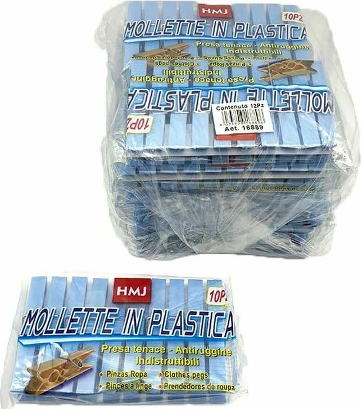 SET 120 PEZZI MOLLETTE PINZE BUCATO PANNI PLASTICA EXTRAFORTE AZZURRE BIANCHERIA - 2