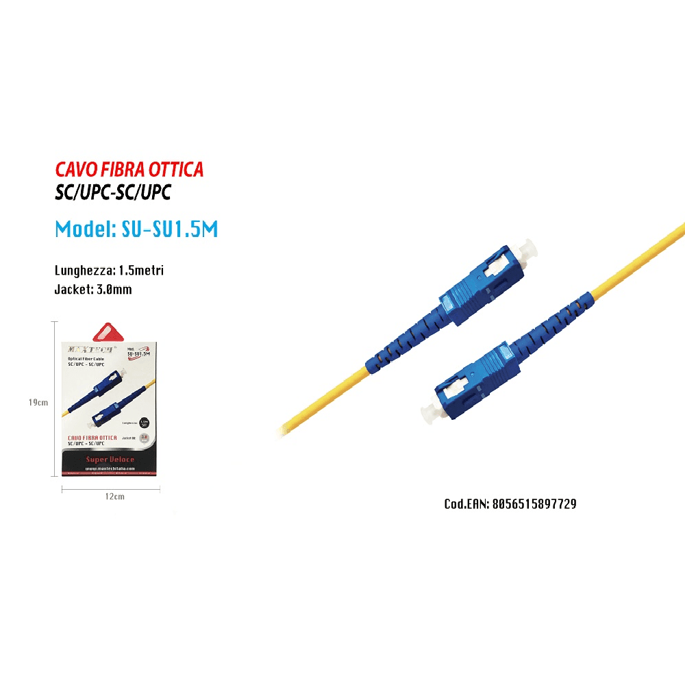 CAVO AUDIO FIBRA OTTICA CONNETTORE RAPIDO SC UPC CAVO OPTICAL MAXTECH SU-SU1.5M - 2