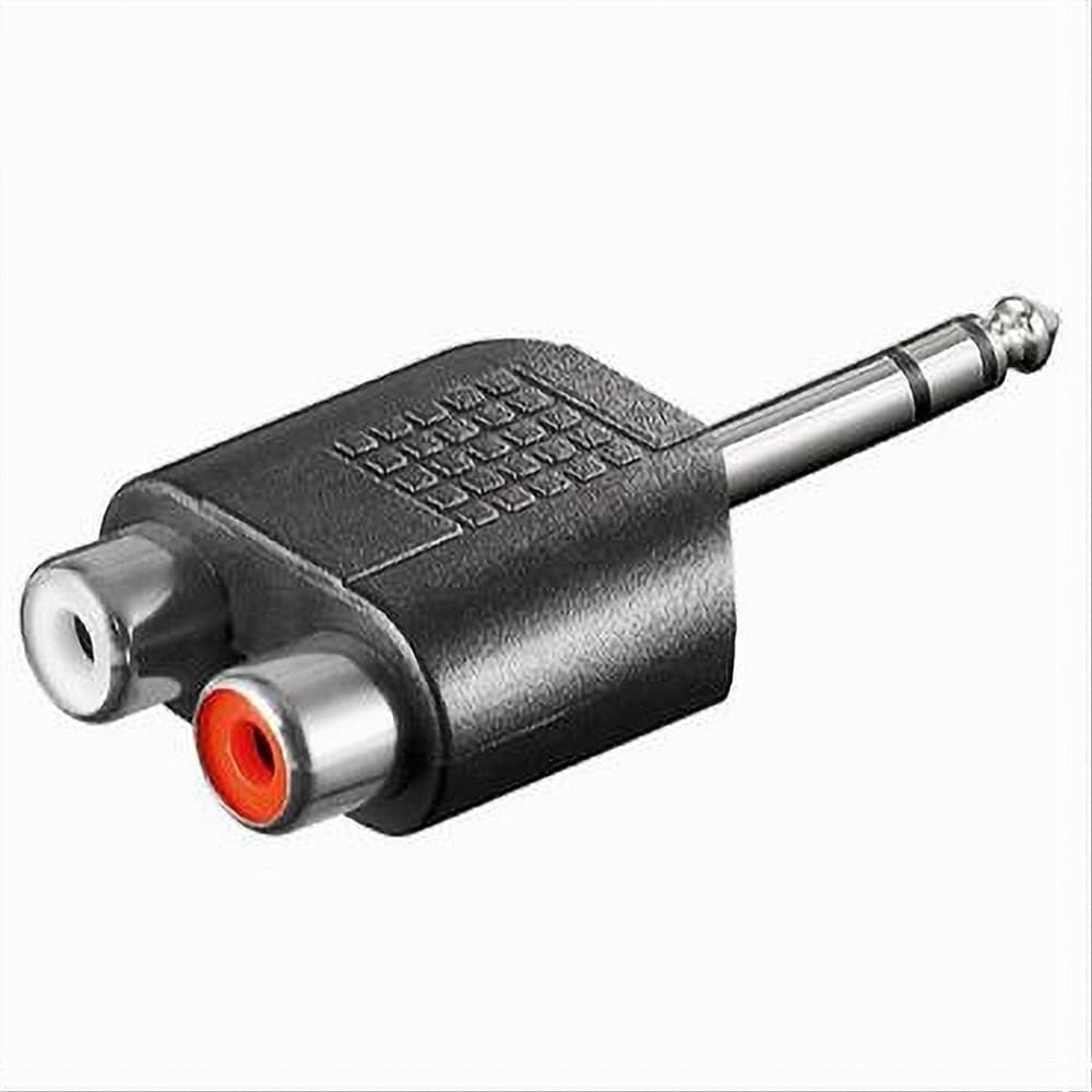 CONNETTORE ADATTATORE 1 JACK 6,5MM SPINA MASCHIO–2 RCA FEMMINA STEREO MAXTECH C-018 - 4