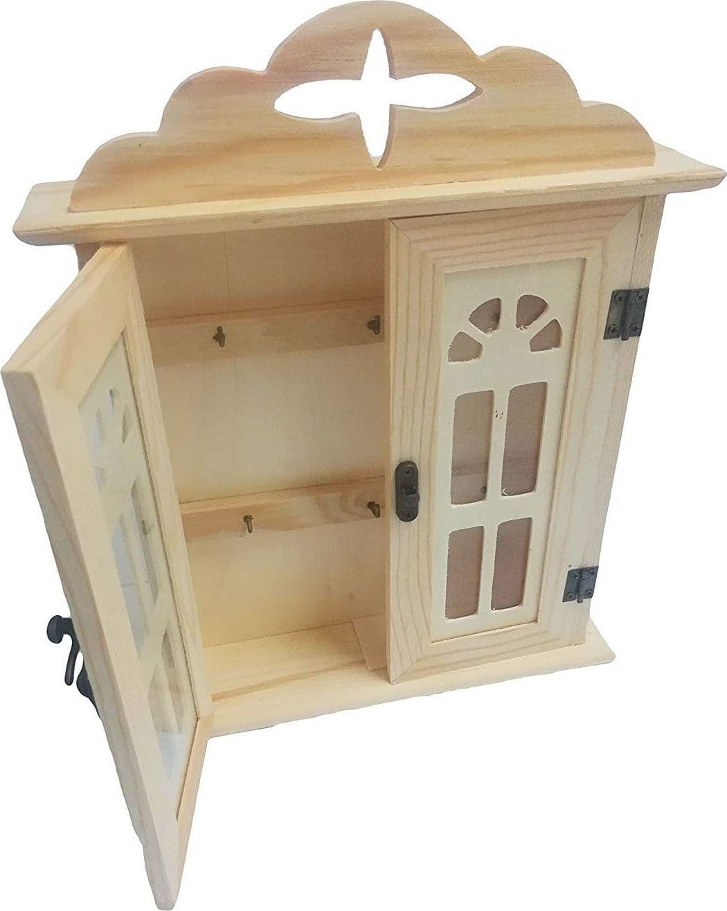 CASSETTA PORTA CHIAVI 2 ANTE VETRO PORTACHIAVI APPENDICHIAVI CASETTA LEGNO CASA