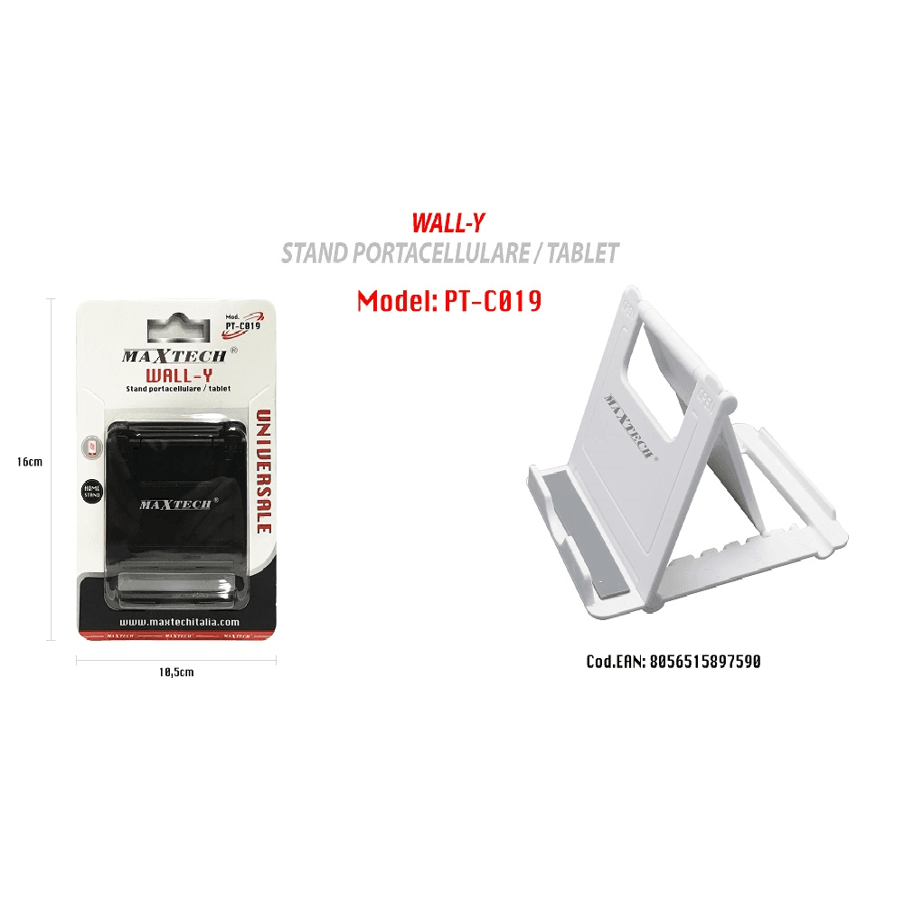 PORTACELLULARE STAND CELLULARI TABLET SUPPORTO UNIVERSALE TAVOLO MAXTECH PT-C019 - 2