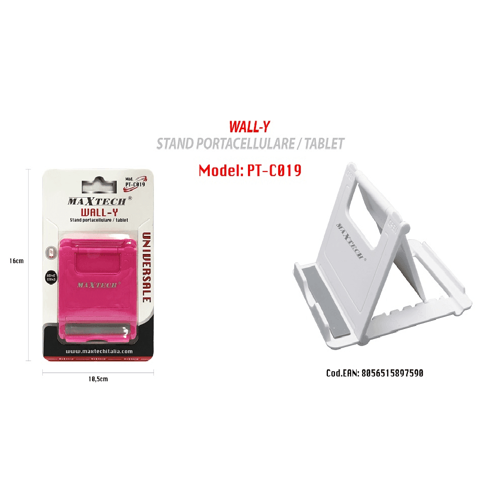 PORTACELLULARE STAND CELLULARI TABLET SUPPORTO UNIVERSALE TAVOLO MAXTECH PT-C019 - 3