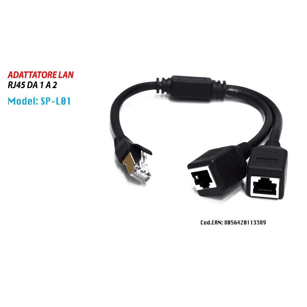 CAVO ETHERNET RJ45 PORTA LAN PORTA DA 1 A 2 ADATTATORE CONNETTORE MAXTECH SP-L01 - 2