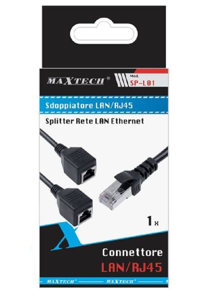 CAVO ETHERNET RJ45 PORTA LAN PORTA DA 1 A 2 ADATTATORE CONNETTORE MAXTECH SP-L01 - 3