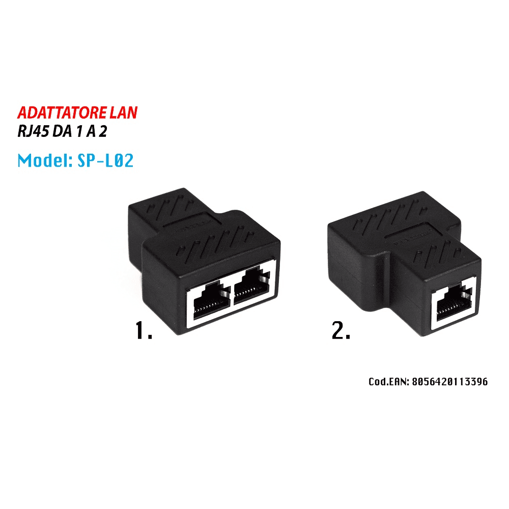 ADATTATORE RJ45 SPLITTER CONVERTITORE LAN DA 1 A 2 PORTE DOPPIO MAXTECH SP-L02 - 2