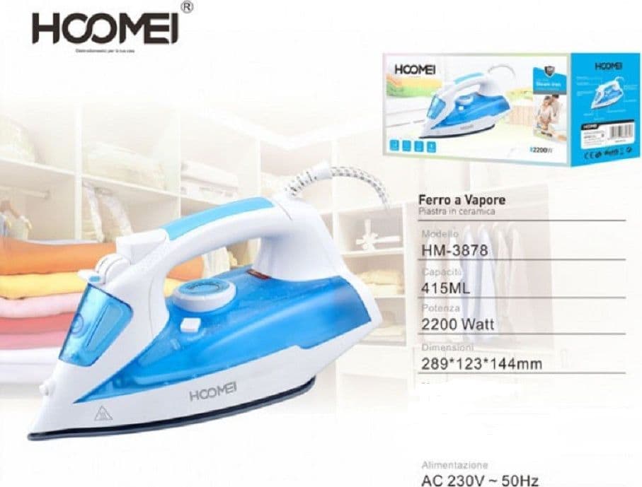 FERRO DA STIRO 2200W 415ML PIASTRA IN CERAMICA CON GETTO VAPORE VERTICALE HM3878