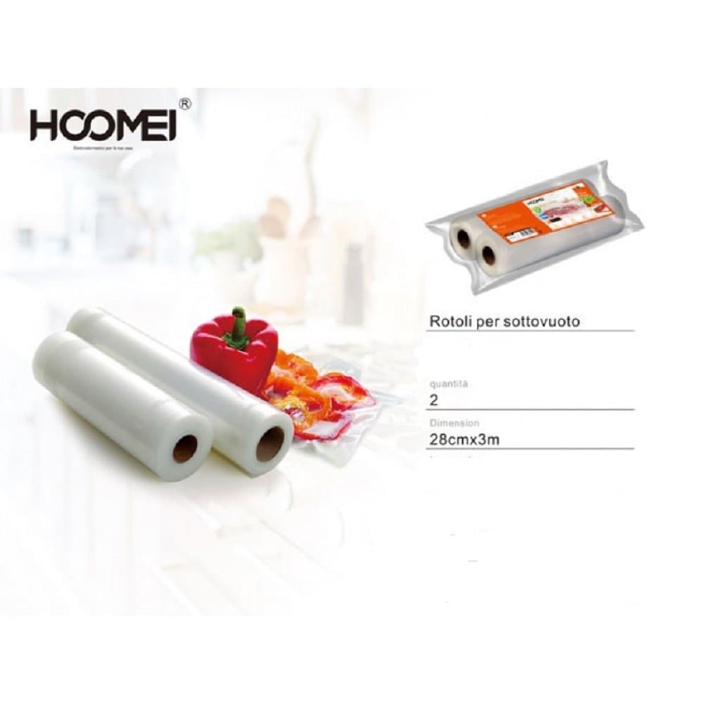 2 ROTOLI PER SOTTOVUOTO 28X300CM ALIMENTI SACCHETTI CONSERVAZIONE FRUTTA VERDURA