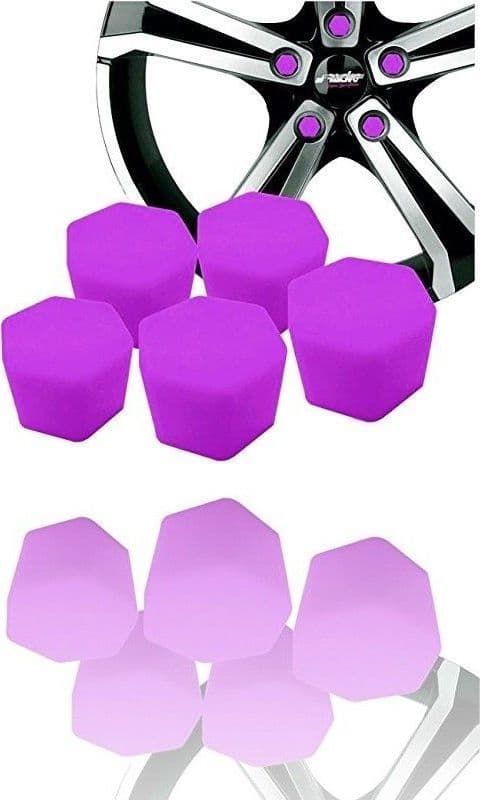 20 COPRIBULLONI COPRI BULLONI DADI SILICONE FLUORESCENTI VIOLA CERCHI RUOTA