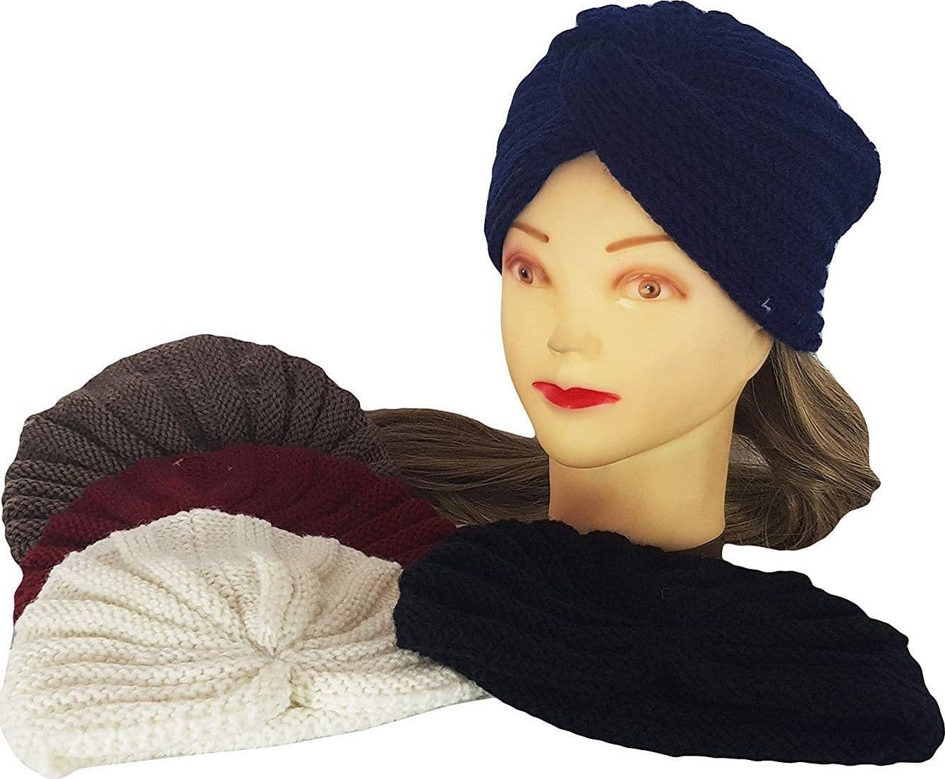 TURBANTE LANA ANNODATA CAPPELLO FASCIA ELASTICA RETRO FERMA CAPELLI ACCESSORI