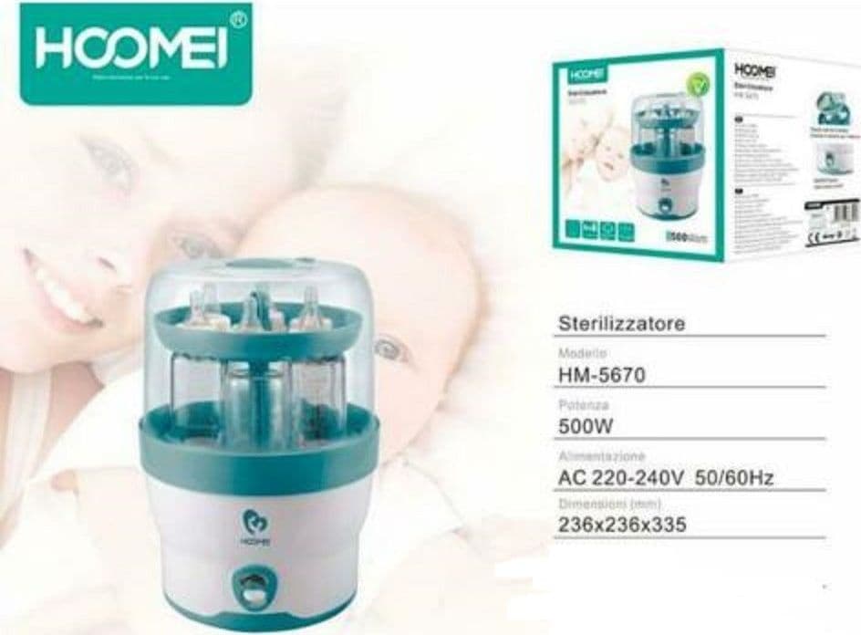 STERILIZZATORE DI BOTTIGLIE BIBERON ELETTRICO A VAPORE 500 WATT NEONATO BAMBINO - 4