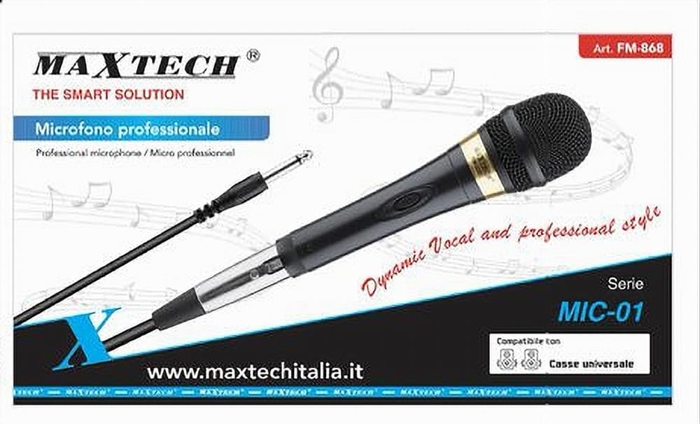 MICROFONO CON CAVO KARAOKE FESTE DINAMICO 3.2 MT XLR-JACK ON/OFF MIC-01 FM-868 - 3