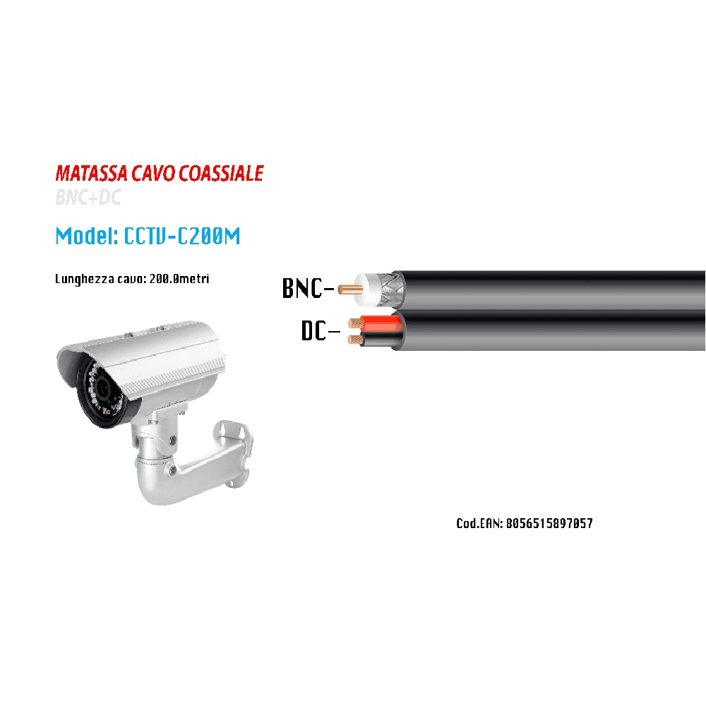 CAVO COASSIALE RAME-RAME ANTENNA TV TELECAMERE 200 METRI MAXTECH CCTV-C200M - 2
