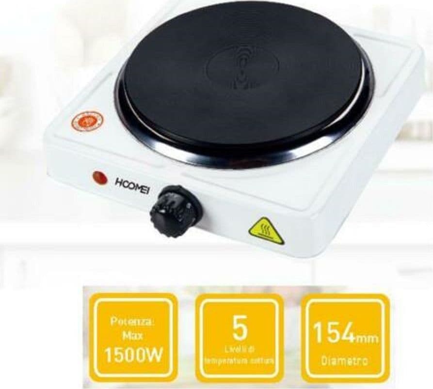 PIASTRA ELETTRICA SINGOLA 1500 WATT FORNELLO FORNELLINO ELETTRICO REGOLABILE - 3