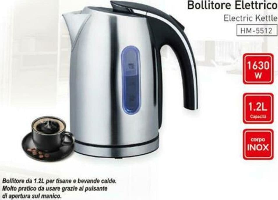 BOLLITORE ELETTRICO 1630 WATT 1.2 LITRI PER TE' TISANE INFUSI E BEVANDE CALDE - 2