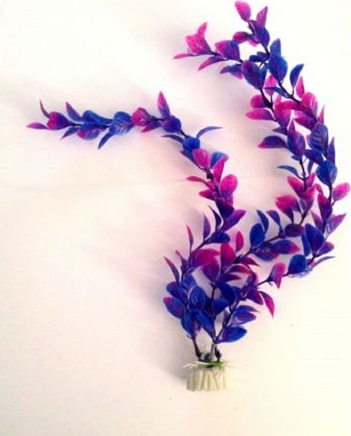 PIANTA 32 CM PIANTINA ARTIFICIALE PER ACQUARIO PIANTE FINTE PLASTICA COLOR VIOLA - 2