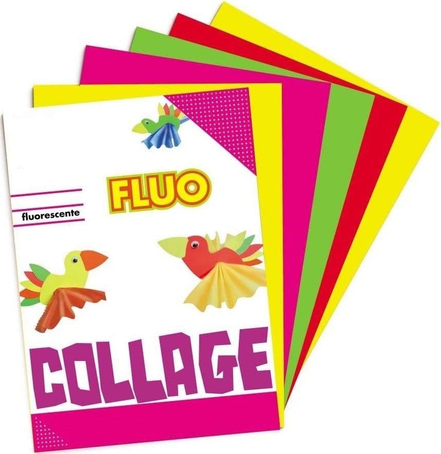 ALBUM BLOCK NOTES 6 FOGLI CARTA COLORATA FLUO MULTICOLOR A4 ALBUM SCUOLA UFFICIO