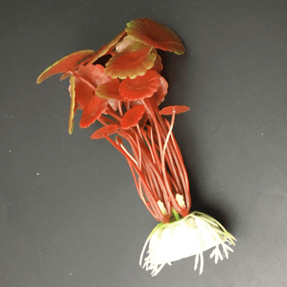 PIANTA 10 CM PIANTINA ARTIFICIALE PER ACQUARIO PIANTE FINTE PLASTICA COLOR ROSSO - 2