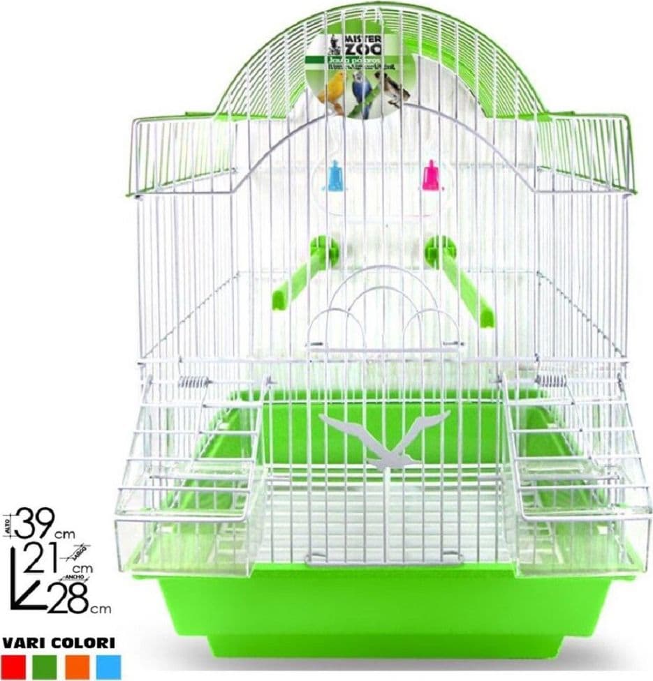 GABBIA UCCELLI CANARINI PAPPAGALLI FORMA PAGODA CON ACCESSORI VARI COLORI - 2