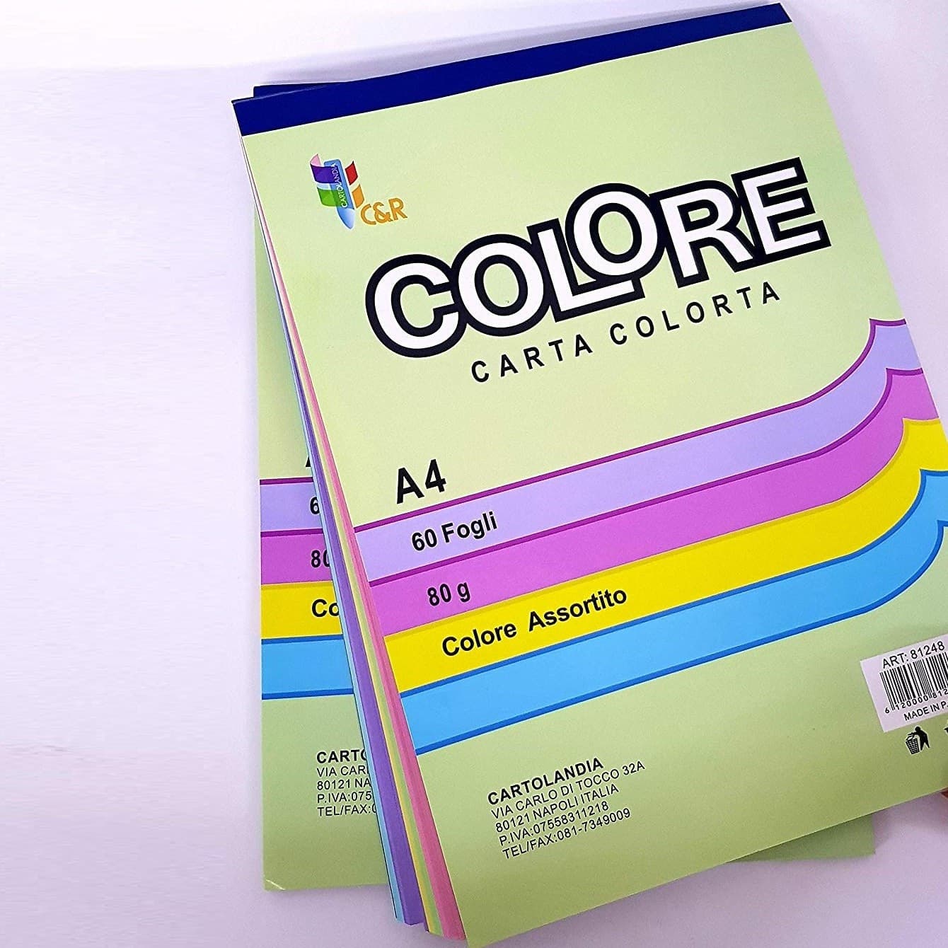 ALBUM BLOCK NOTES 60 FOGLI CARTA COLORATA COLORI A4 ALBUM FOGLI SCUOLA UFFICIO