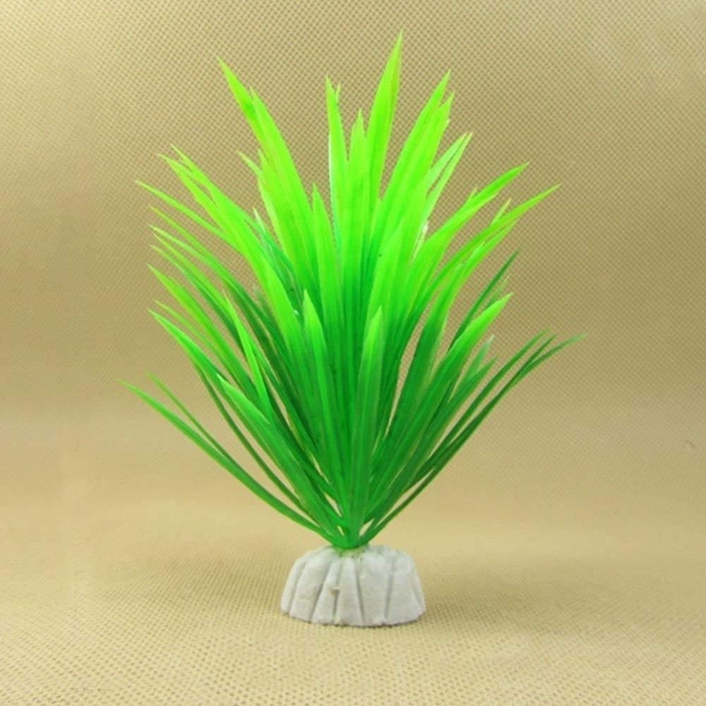 PIANTA PIANTINA ARTIFICIALE PER ACQUARIO PIANTE FINTE PLASTICA VERDE A PUNTA - 5