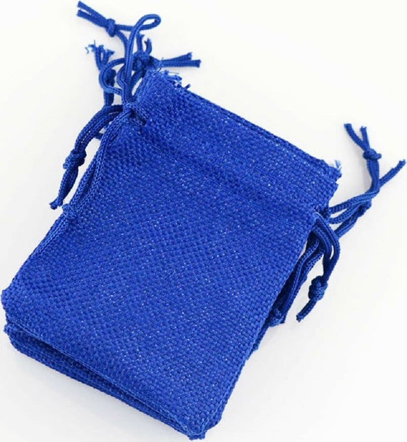 25 VELI SACCHETTI JUTA BLU PER BOMBONIERE FESTE DECORAZIONI COTILLON - 2