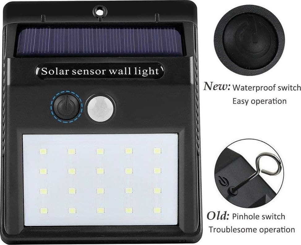 2 X FARO SOLARE DA ESTERNO FARETTO FOTOVOLTAICO + SENSORE LAMPADA LED - 7