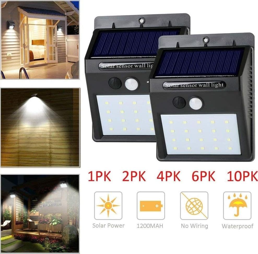2 X FARO SOLARE DA ESTERNO FARETTO FOTOVOLTAICO + SENSORE LAMPADA LED - 9