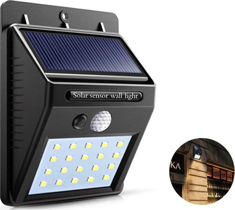 2 X FARO SOLARE DA ESTERNO FARETTO FOTOVOLTAICO + SENSORE LAMPADA LED - 10